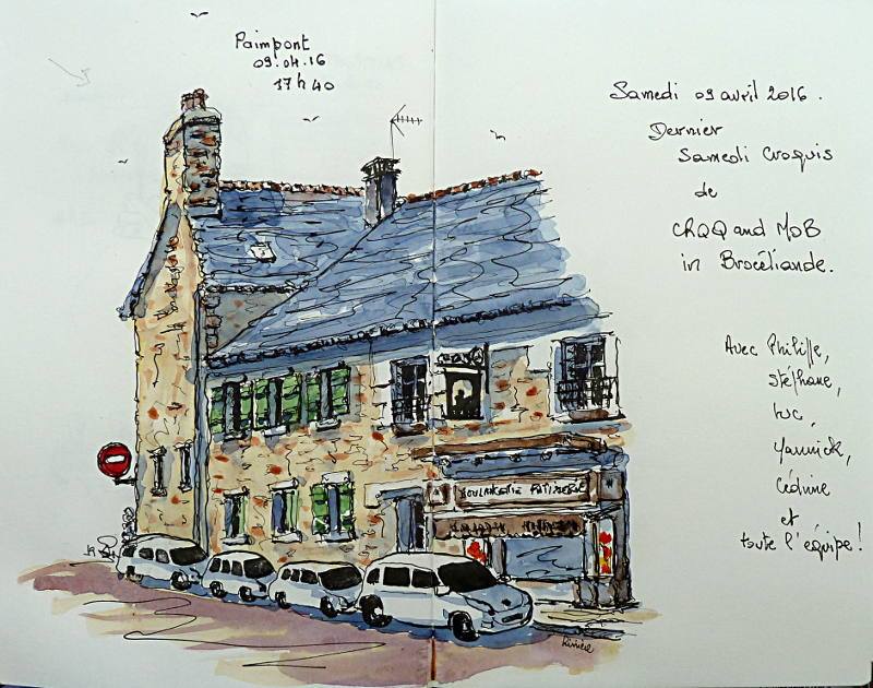 Samedi Croquis à Paimpont – Au(x) bistrot(s) et à la Porte des Secrets