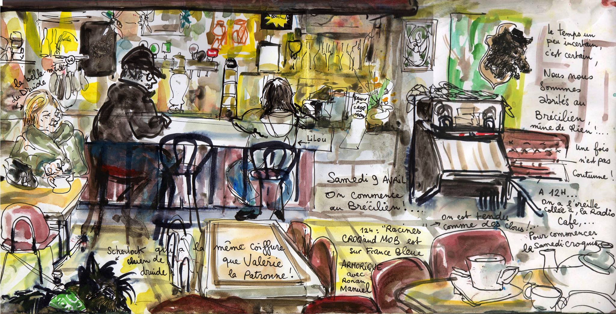 Samedi Croquis à Paimpont – Au(x) bistrot(s) et à la Porte des Secrets